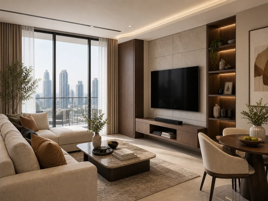 Premium living room concept with custom furniture